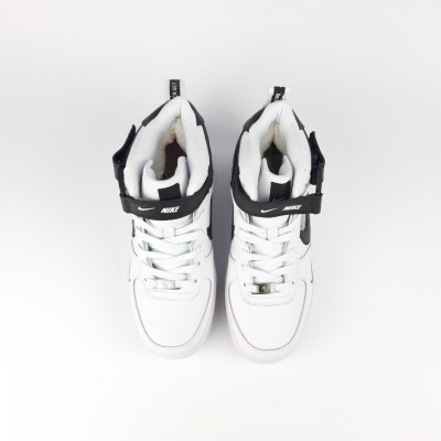 Nike Air Force 1 Mid ´07 LV8  високі на липучке Білі з чорним, Розмір 38