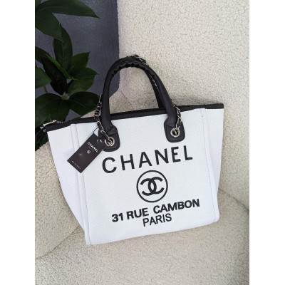 Сумка жіноча шопер Chanel Deauville Шанель білий класичний Сумка жіноча шопер Chanel Deauville Шанель білий класичний
