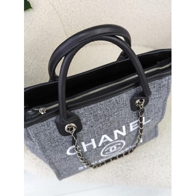 Сумка жіноча шопер Chanel Deauville Шанель сірий класичний