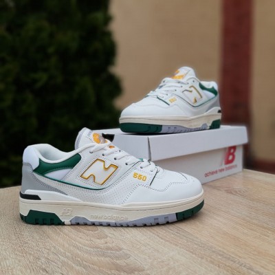 New Balance 550 Білі з зеленим з жовтим, Розмір 42