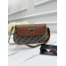 Сумка женская Guess багет бежевый с коричневым мини на плечо Гесс