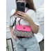 Сумка женская Guess багет коричневый с фуксии мини на плечо Гесс