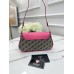 Сумка женская Guess багет коричневый с фуксии мини на плечо Гесс