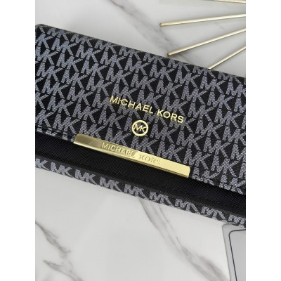 Гаманець Michael Kors великий подвійний Мішель Корс жіночий чорний
