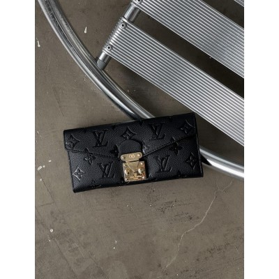 Жіночий гаманець Louis Vuitton чорний стьобаний подвійний Луї Віттон Жіночий гаманець Louis Vuitton чорний стьобаний подвійний Луї Віттон