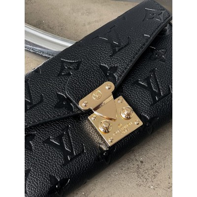 Жіночий гаманець Louis Vuitton чорний стьобаний подвійний Луї Віттон
