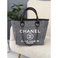 Сумка жіноча шопер Chanel Deauville Шанель сірий класичний