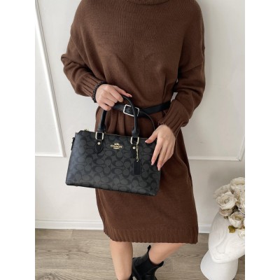 Женская сумка Coach Georgia Satchel Bag через плечо черный Коуч