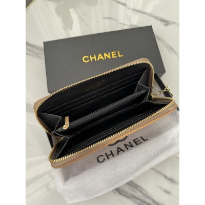 Женский кошелек Chanel бежевый с комплектацией большой Шанель