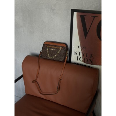 Сумка жіноча Michael Kors Jet Set Large Logo Bag Ivory коричневий Мішель Корс через плече