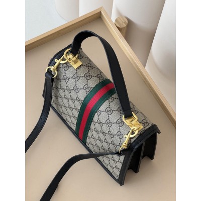 Сумка женская Gucci Ophidia Web Small Top Handle Bag черно-серый через плечо Гуччи