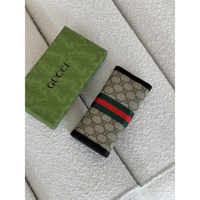 Гаманець жіночий Gucci візитниця чорно-сірий із коробкою Гуччі