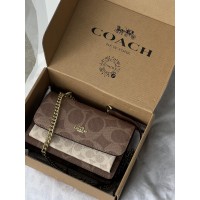 Жіноча сумка Coach Mini Klare Crossbody in Signature Canvas через плече коричнево-молочний Коуч