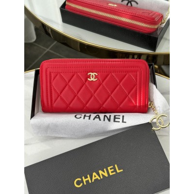 Жіночий гаманець червоний Chanel з комплектацією великий Шанель Жіночий гаманець червоний Chanel з комплектацією великий Шанель