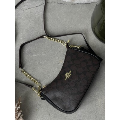 Женская сумка Coach Bolso de hombro Teri  шоколадный через плече Коуч
