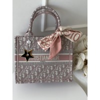 Сумка шопер Кристиан Диор текстиль шоппер Dior Medium size розовый