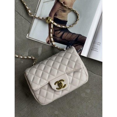 Сумка женская клатч через плечо Chanel Classic Шанель светло-серый мини