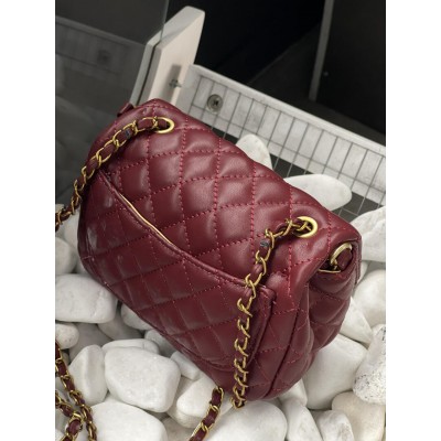 Сумка женская клатч через плечо Chanel Classic Шанель бордовый мини