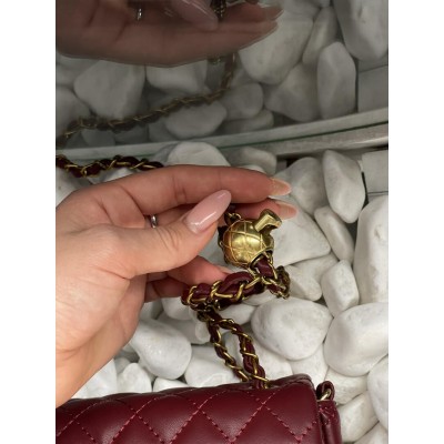 Сумка женская клатч через плечо Chanel Classic Шанель бордовый мини