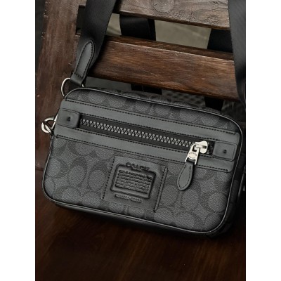Чоловічі сумки Coach Academy Crossbody Signature Canvas через плече чорний Коуч