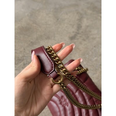 Жіноча сумка стегна Pinko Mini Love Bag Puff Butterfly бордовий через плече Пінко (PREMIUM)