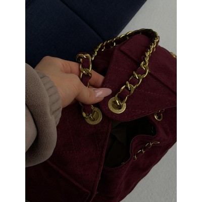 Сумка жіноча Chanel 25 Small Handbag Premium бордовий замша Шанель торба