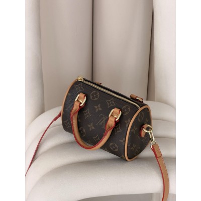 Жіноча сумка Louis Vuitton Nano Speedy mini барильце коричневе через плече Луї Віттон