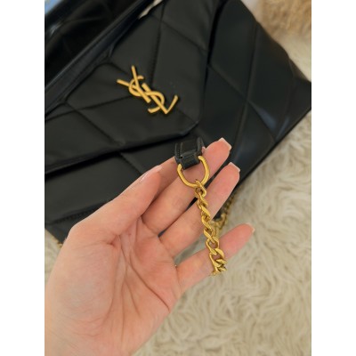Жіноча сумка Ів Сен Лоран чорний+золото через плече Yves Saint Laurent Loulou Puffer Medium