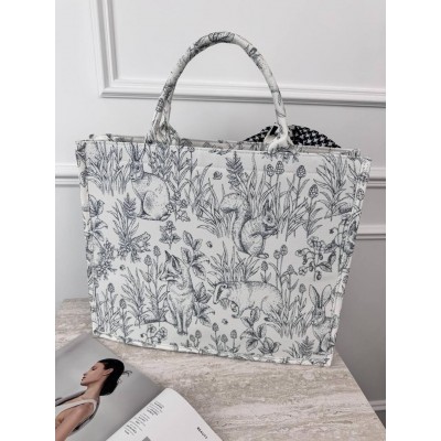Сумка шоппер Крістіан Діор шоппер текстильний Large Book Tote Animal сірий
