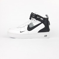 Nike Air Force 1 Mid ´07 LV8 высокие на липучке Белые с черным, Размер 38