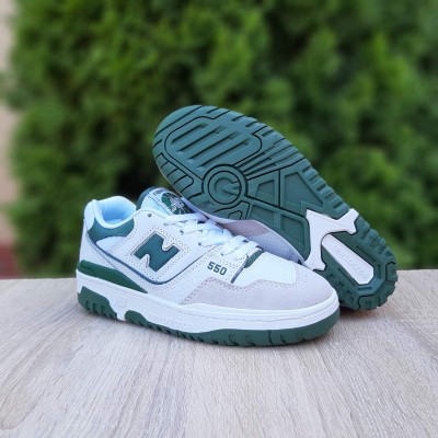 New Balance 550 белые с зеленым, Размер 38