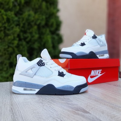 Nike Air Jordan 4 Белые с черносерым, Размер 43