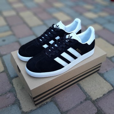 Adidas Gazelle Чорні з білим, Розмір 45