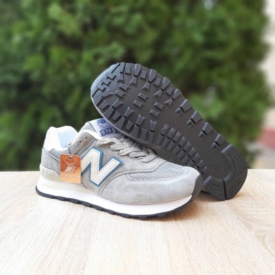 New Balance 574 Classic серые с голубым, Размер 38