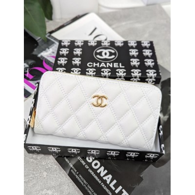 Женский кошелек Chanel белый на много отделений большой Шанель Женский кошелек Chanel белый на много отделений большой Шанель