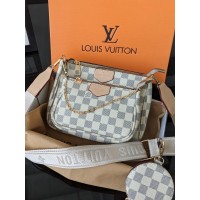 Сумка Луї Вітон 3 в 1 Louis Vuitton, клатч через плече бежева клітка