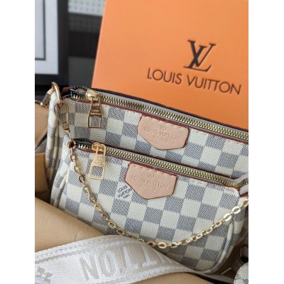 Сумка Луї Вітон 3 в 1 Louis Vuitton, клатч через плече бежева клітка