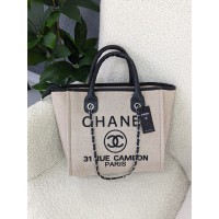 Сумка жіноча шопер Chanel Deauville Шанель бежевий класичний