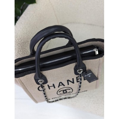 Сумка жіноча шопер Chanel Deauville Шанель бежевий класичний