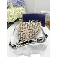 Жіноча сумка Крістіан Діор сідло бежевий текстиль Dior