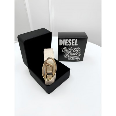 Женский ремень пояс Diesel Дизель молочный + золото