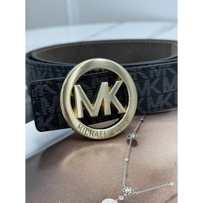 Ремінь унісекс пояс Michael Kors чорний золото Мішель Корс