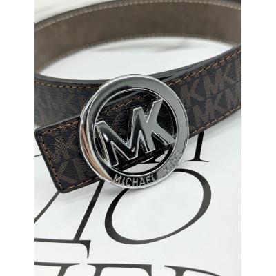 Ремень унисекс пояс Michael Kors коричневый серебро Мишель Корс
