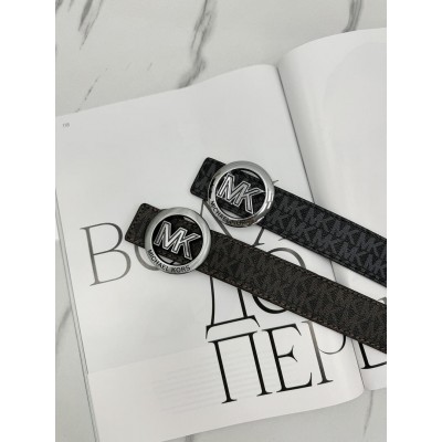 Ремінь унісекс пояс Michael Kors коричневий срібло матовий Мішель Корс