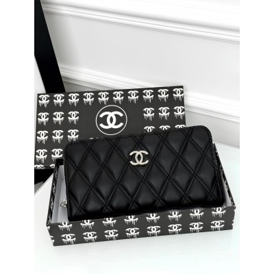 Жіночий гаманець Chanel чорний на багато відділень великий Шанель Жіночий гаманець Chanel чорний на багато відділень великий Шанель