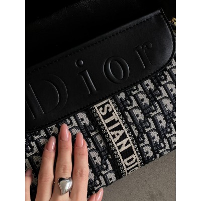 Женская сумка кросс боди Кристиан Диор синий текстильный Christian Dior