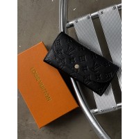 Жіночий гаманець Louis Vuitton чорний стьобаний подвійний на кнопці Луї Віттон