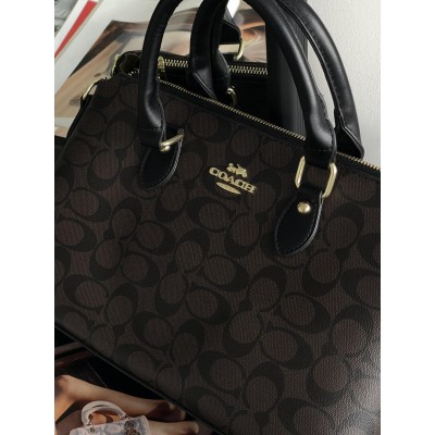 Жіноча сумка Coach Georgia Satchel Bag через коричневий плече Коуч