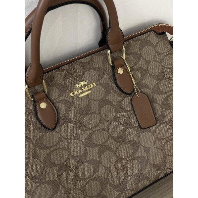 Жіноча сумка Coach Georgia Satchel Bag через бежевий плече Коуч