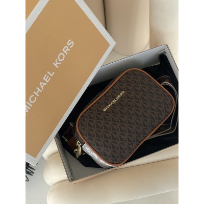 Сумка жіноча Michael Kors крос-боді коричневий + білий на широкому ремені Майкл Корс Сумка жіноча Michael Kors крос-боді коричневий + білий на широкому ремені Майкл Корс